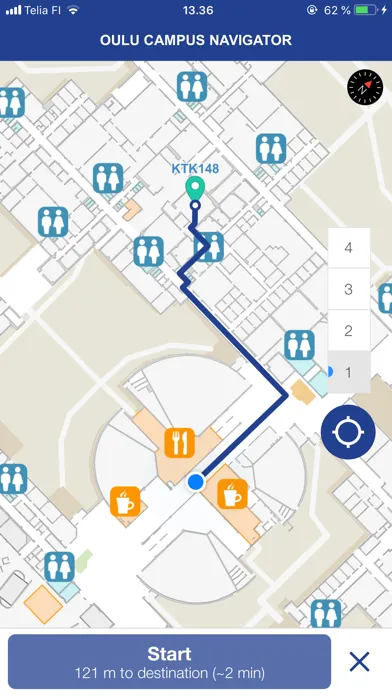 Ảnh chụp màn hình của Oulu Campus Navigator
