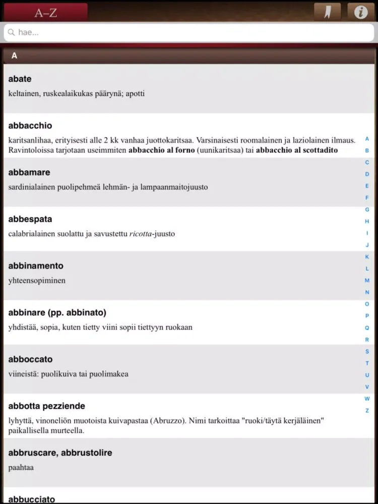 Zrzuty ekranu It-fi gastronominen sanakirja iPad 