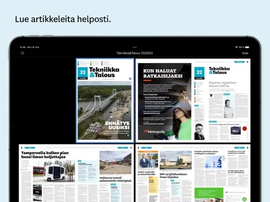 Ảnh chụp màn hình của Tekniikka&Talous iPad 