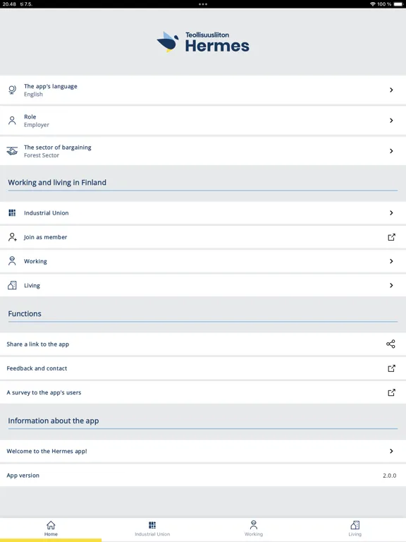 Teollisuusliiton Hermes iPad  स्क्रीनशॉट
