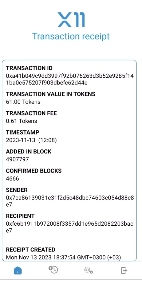 Screenshot di X11 Smart Contracts