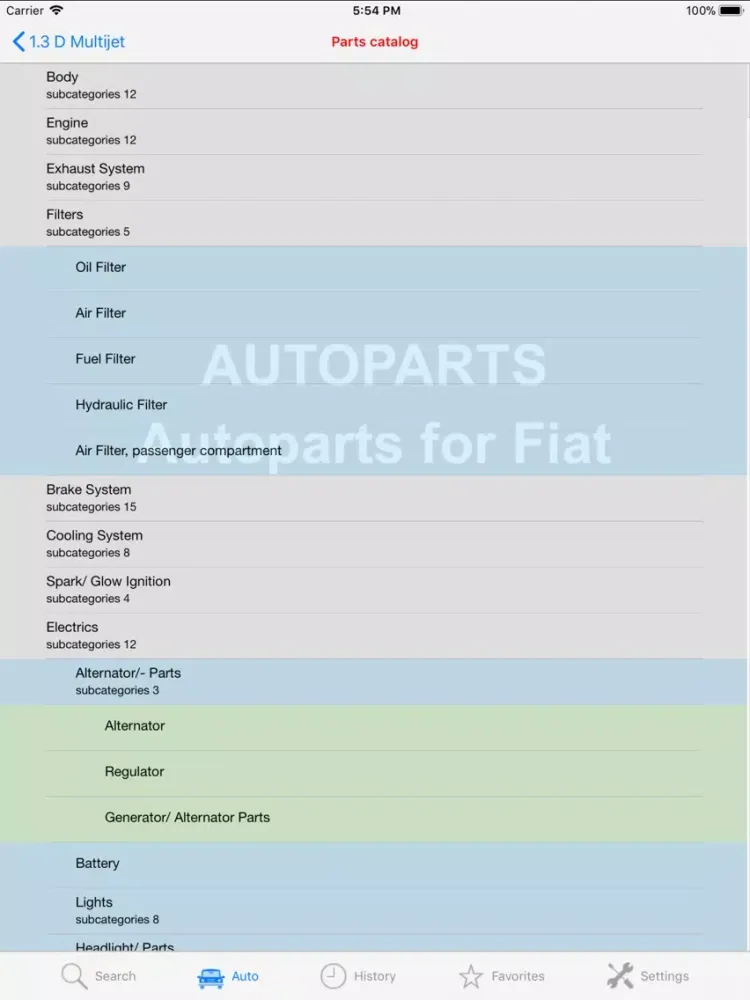 Autoparts for Fiat iPad  Screenshots