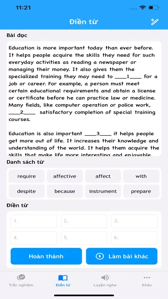 Bài tập tiếng anh 스크린샷