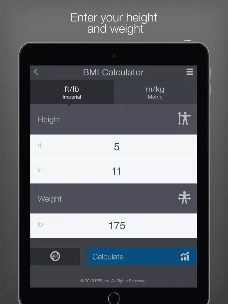 BMI (Body Mass Index) Calculator – calculate your healthy weight for your diet or training iPad  स्क्रीनशॉट