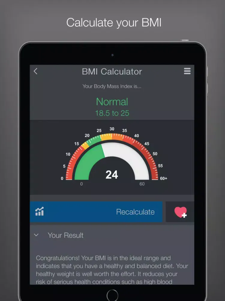BMI (Body Mass Index) Calculator – calculate your healthy weight for your diet or training iPad  स्क्रीनशॉट