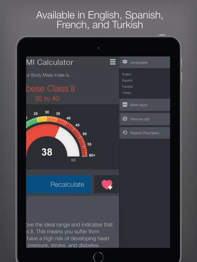 BMI (Body Mass Index) Calculator – calculate your healthy weight for your diet or training iPad  स्क्रीनशॉट