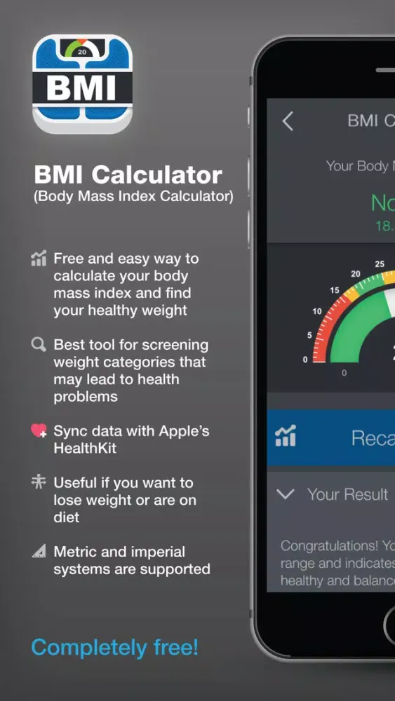 BMI (Body Mass Index) Calculator – calculate your healthy weight for your diet or training स्क्रीनशॉट