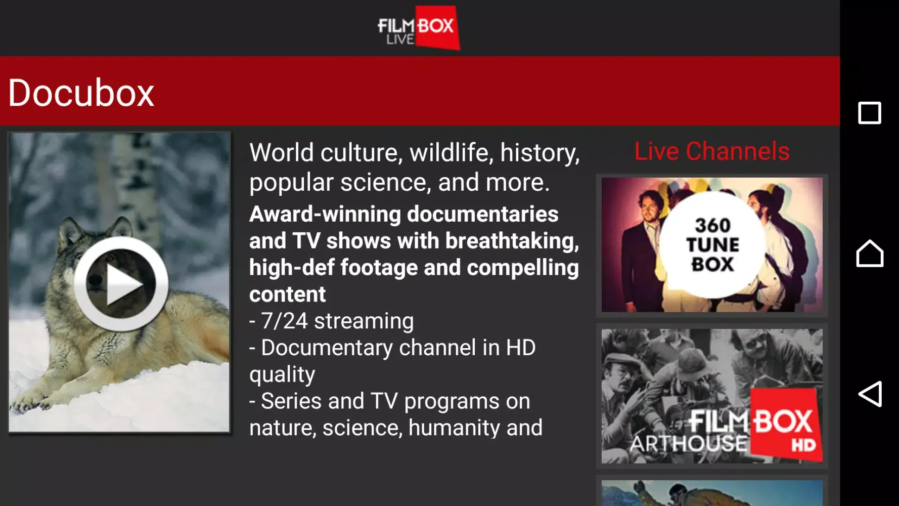 Filmbox Live Screenshots