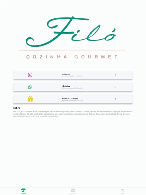 Capturas de tela do Filó Cozinha Gourmet iPad 