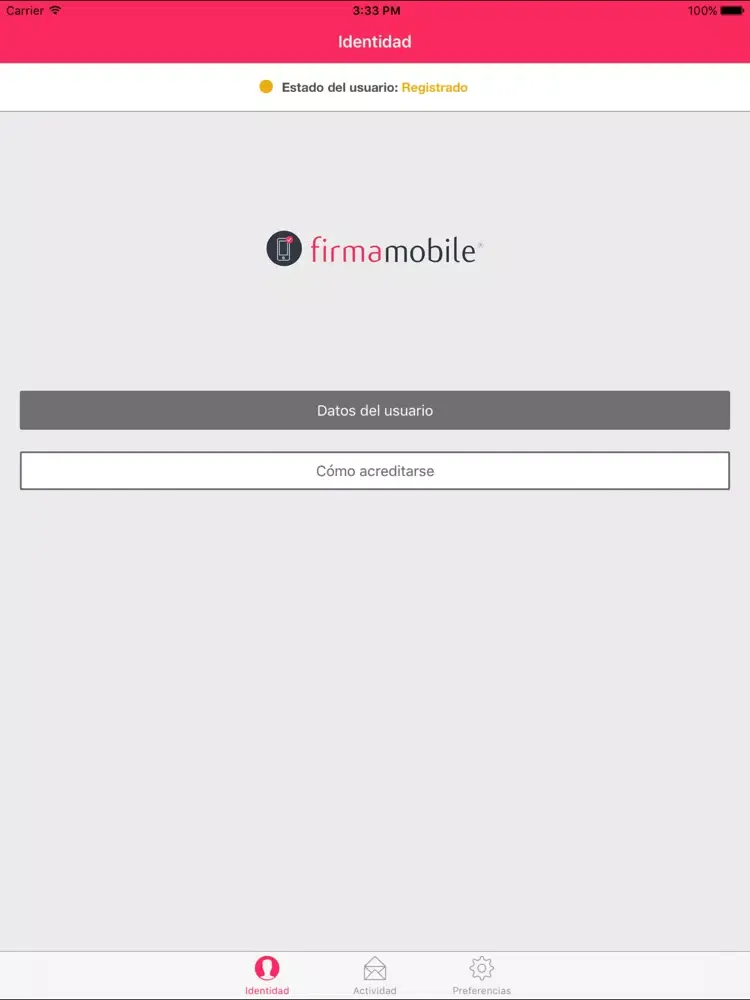 Capturas de tela do Firmamobile, digital identity iPad 