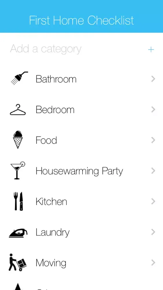 First Home Checklist Screenshots
