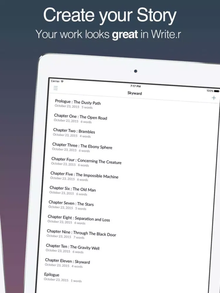 Tangkapan layar Write.r iPad 