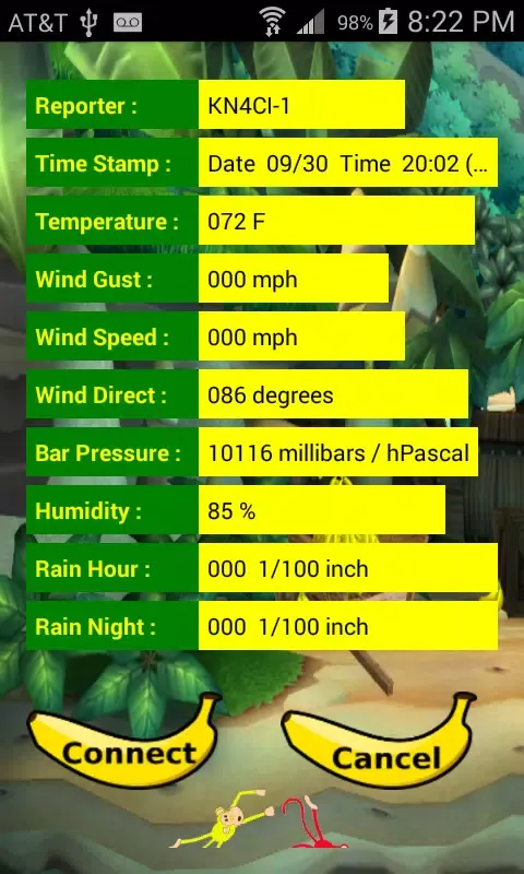 Ảnh chụp màn hình của Weather Monkey APRS