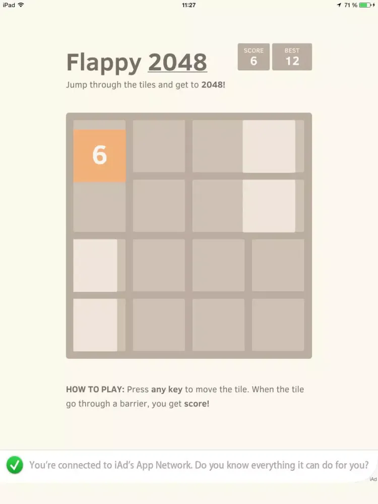 Скриншоты Flappy 2048 : Fly to 2048 and don't touch any white tile. iPad 