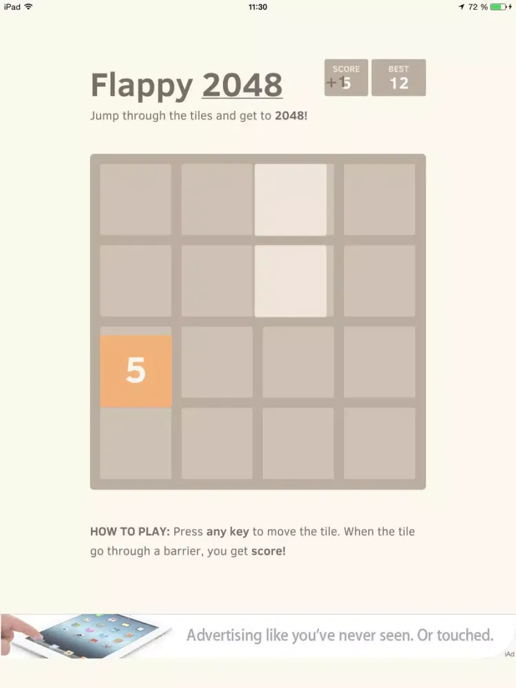 Скриншоты Flappy 2048 : Fly to 2048 and don't touch any white tile. iPad 