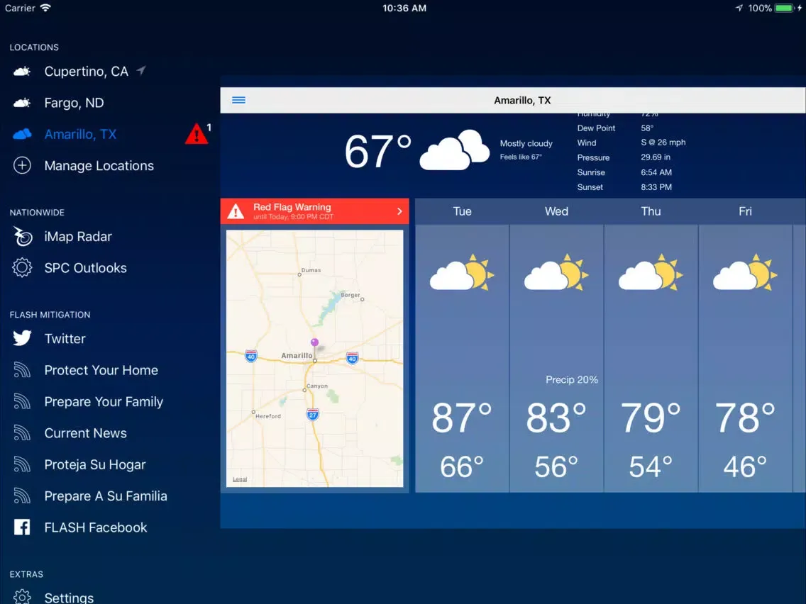 Ảnh chụp màn hình của FLASH Weather Alerts iPad 