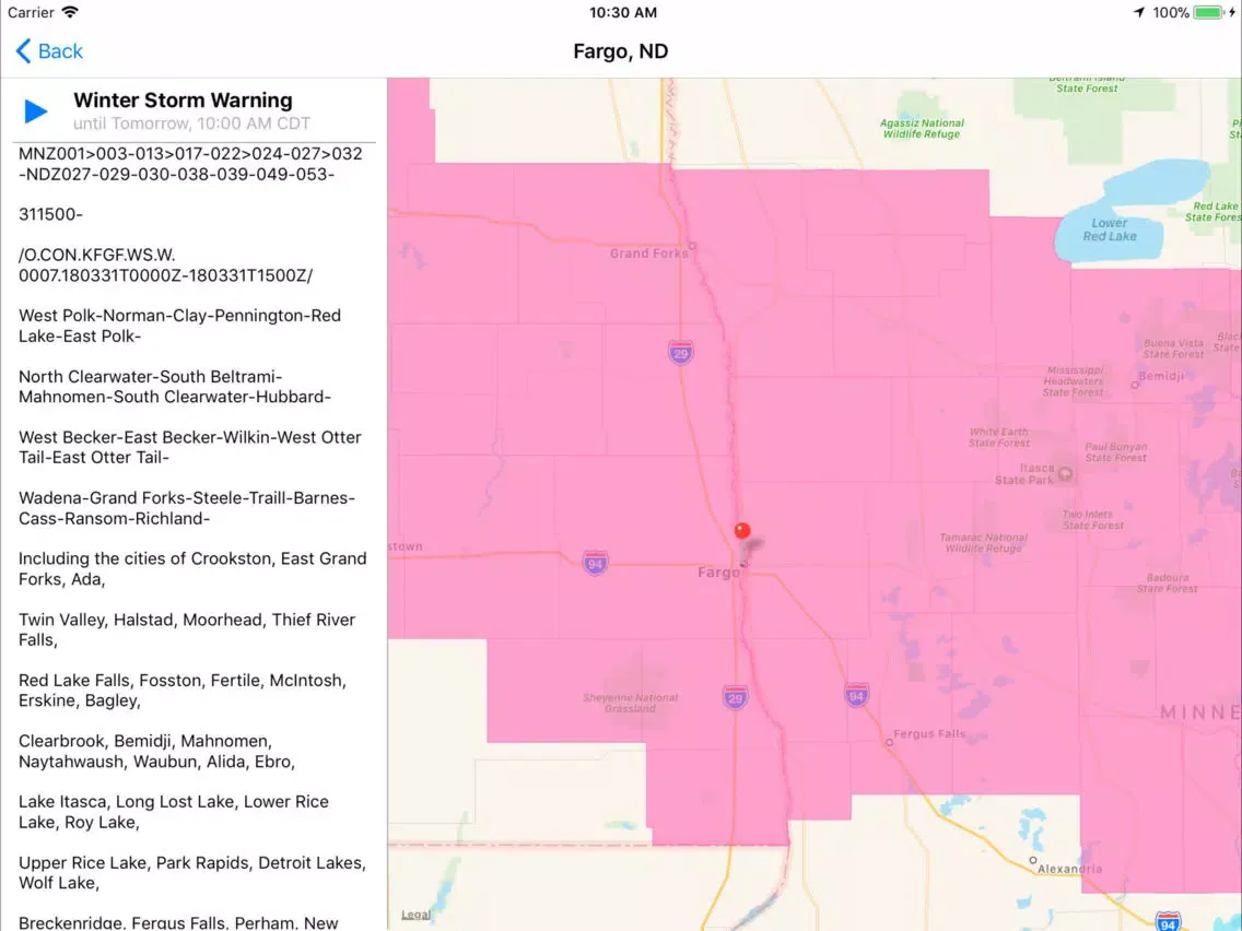 Ảnh chụp màn hình của FLASH Weather Alerts iPad 