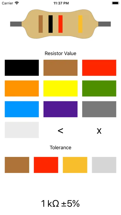 Capturas de tela do Resistor - Color Codes