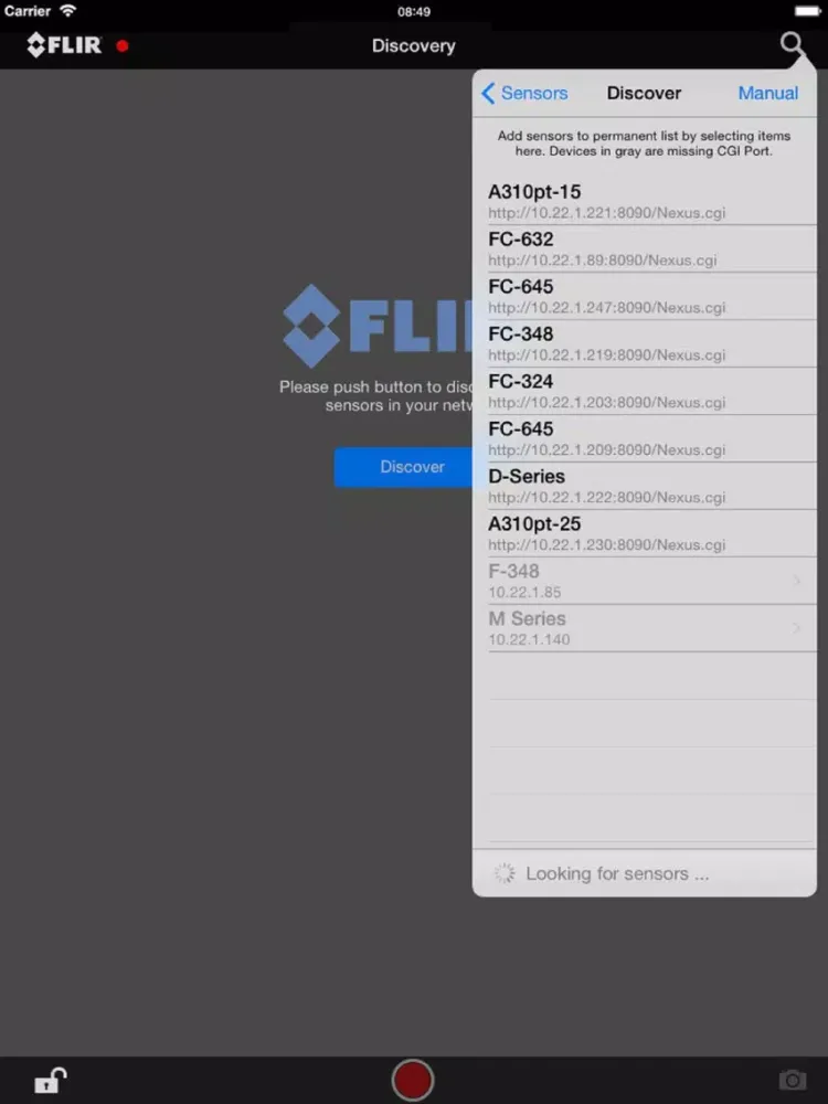 ภาพหน้าจอของ FLIR Mobile iPad 