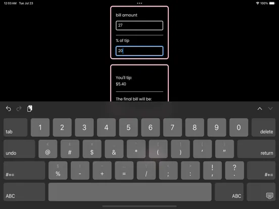 Zrzuty ekranu TipTap: Tipping Calculator iPad 