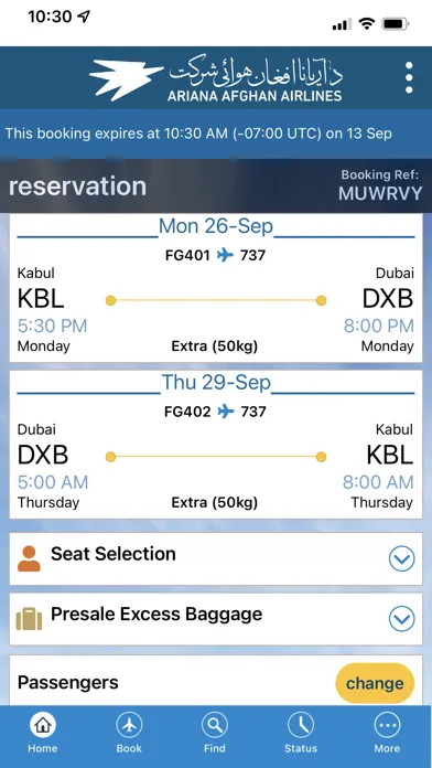 Zrzuty ekranu Ariana Afghan Airlines