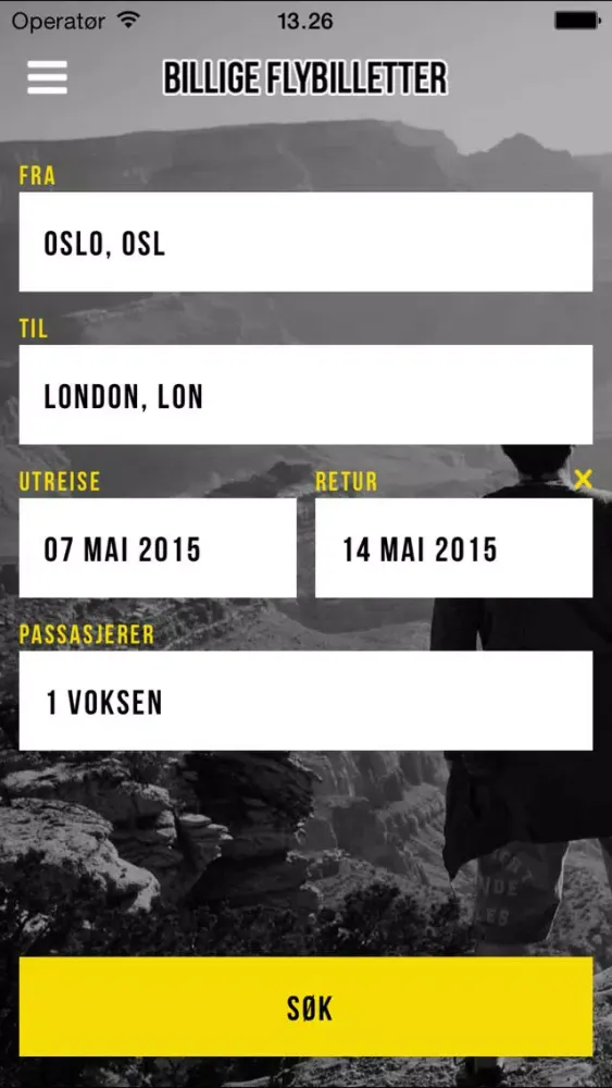 Screenshot di Billige flybilletter