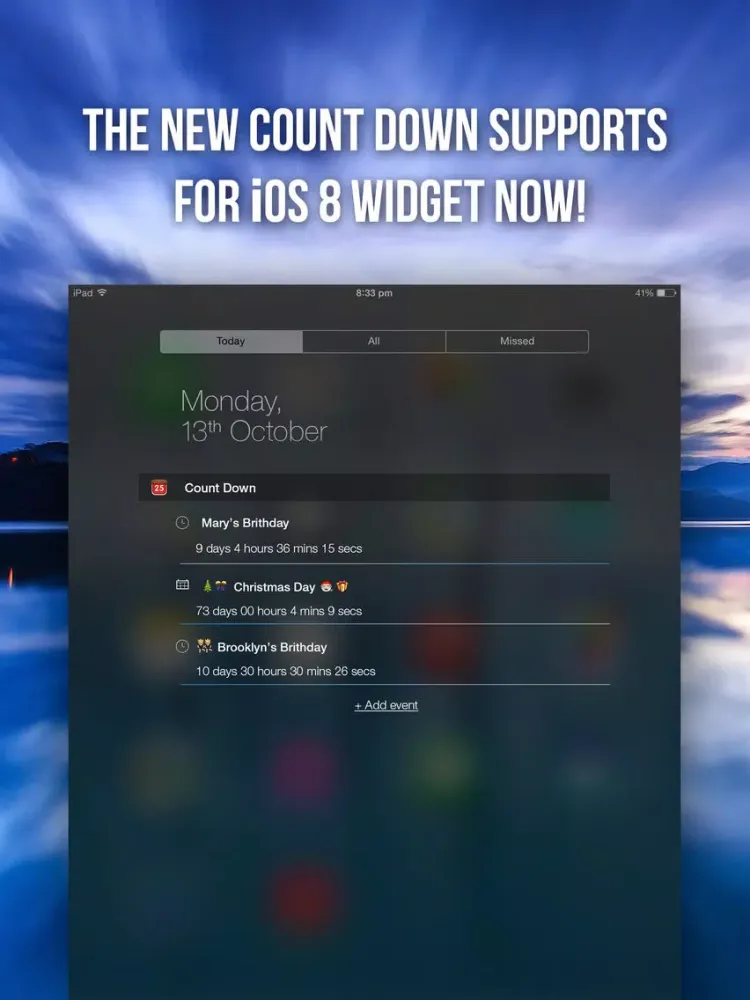 Countdown App Pro (Big Day Event Reminder & Digital Clock Timer Counter) iPad  Screenshots
