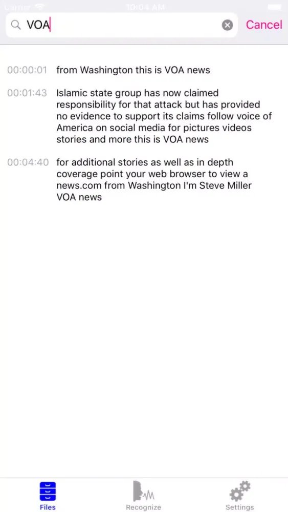 Speech Recognition - RECOG Screenshots
