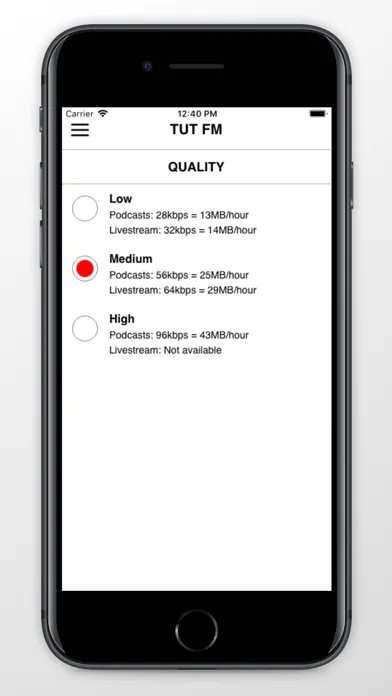 Ảnh chụp màn hình của TUT FM