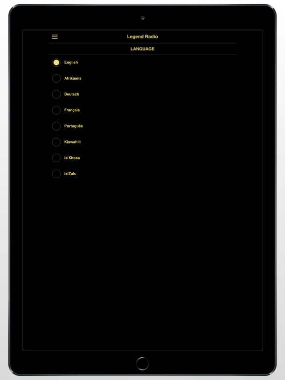 Ảnh chụp màn hình của Legend Radio iPad 