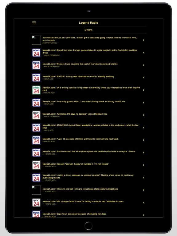 Ảnh chụp màn hình của Legend Radio iPad 