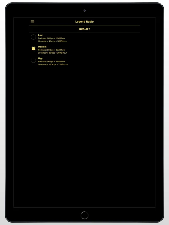 Ảnh chụp màn hình của Legend Radio iPad 