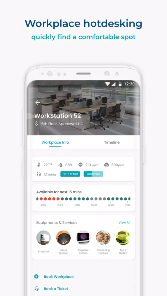 Captures d'écran de Spacewell Workplace