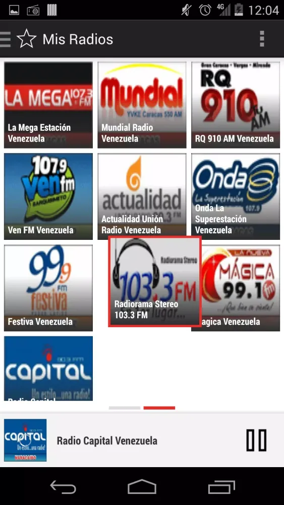 Tangkapan skrin RADIO VENEZUELA PRO