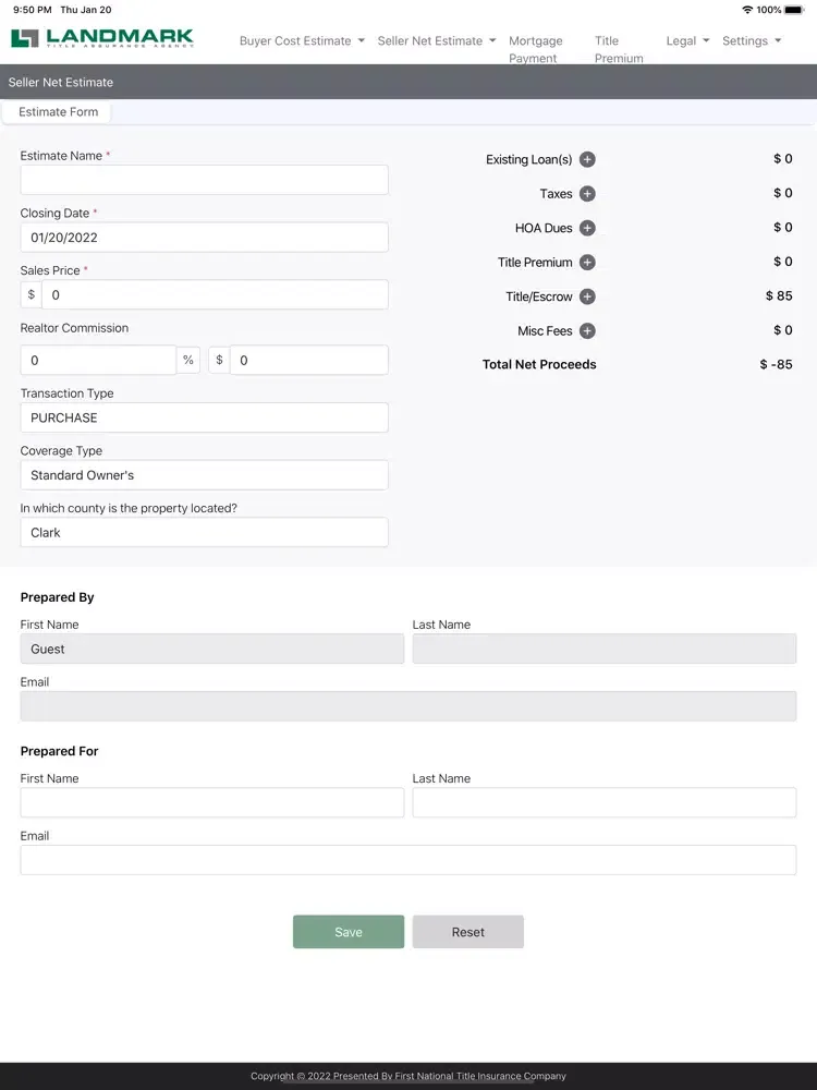 Ảnh chụp màn hình của Landmark Title Agency iPad 