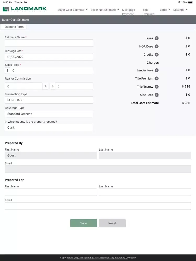 Ảnh chụp màn hình của Landmark Title Agency iPad 
