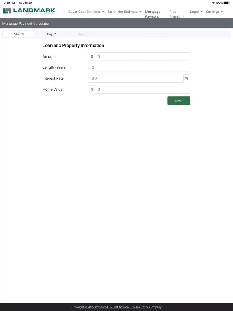 Ảnh chụp màn hình của Landmark Title Agency iPad 