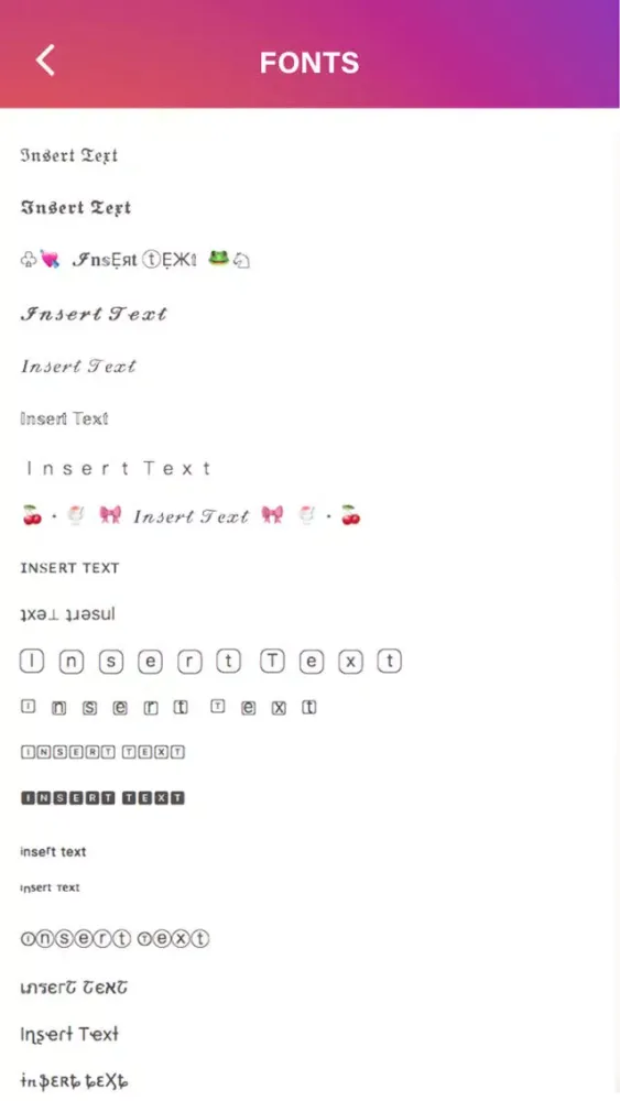Fonts + for Instagram سکرین شاٹس