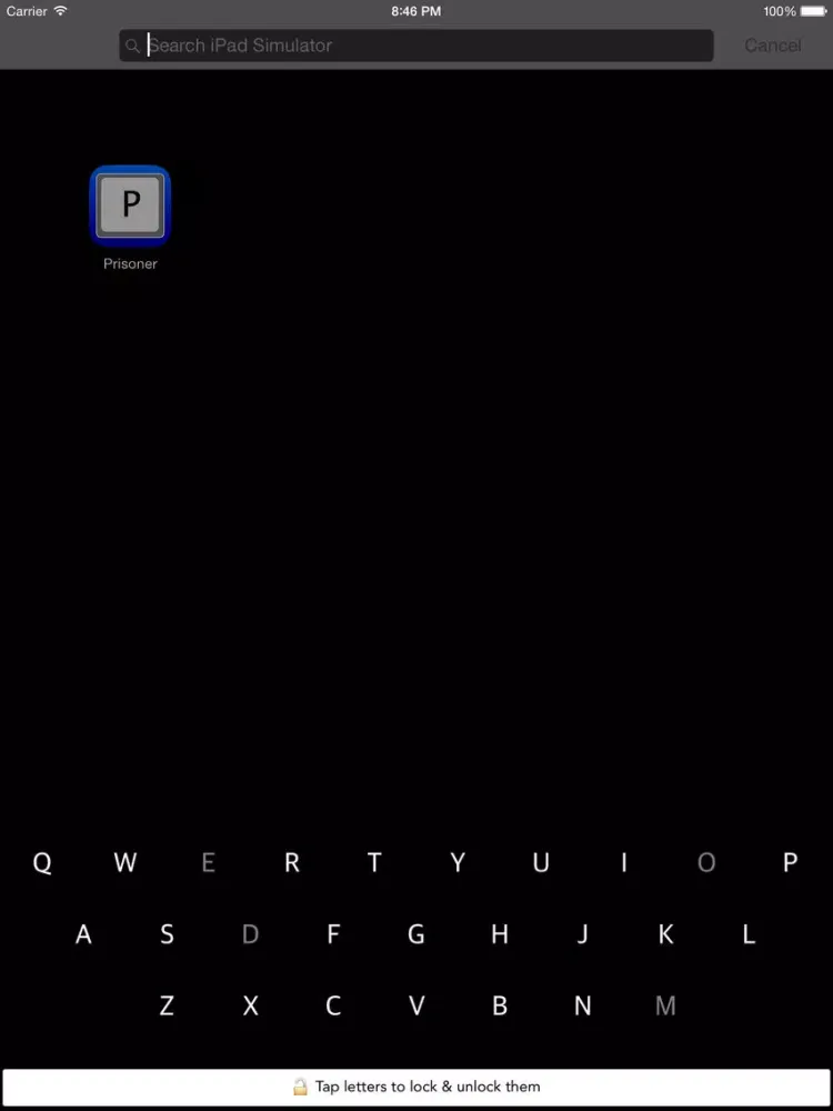 Ảnh chụp màn hình của The Prisoner's Keyboard iPad 