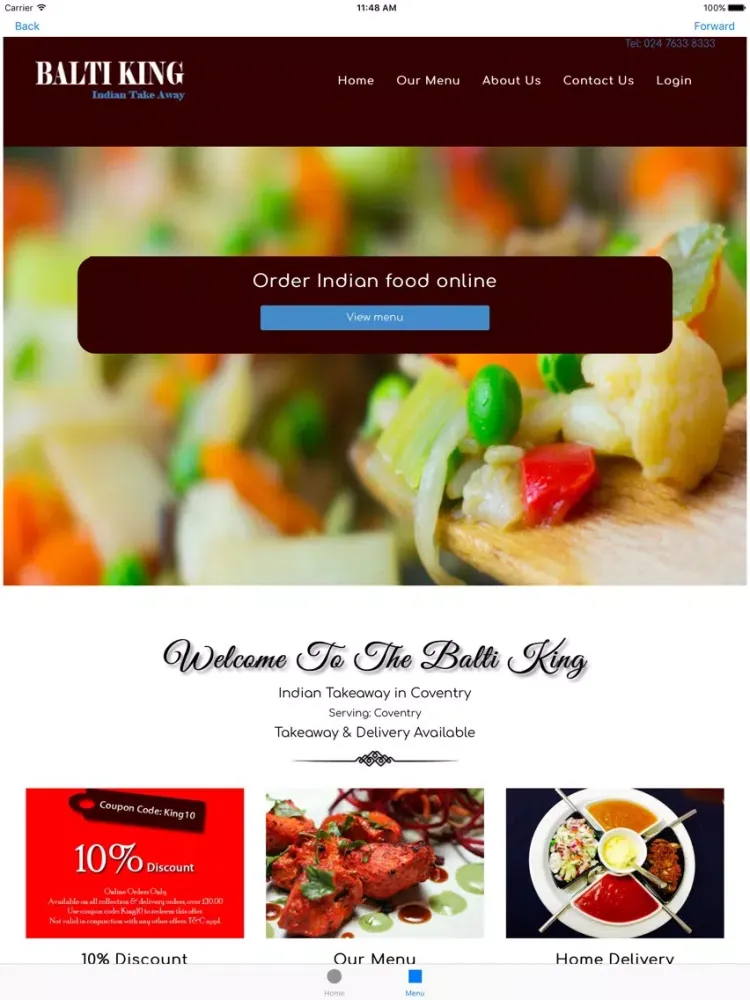 Balti King Coventry iPad  Ekran Görüntüleri