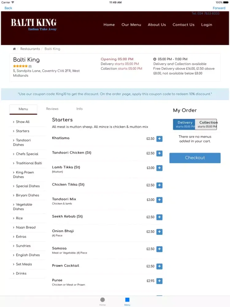 Balti King Coventry iPad  Ekran Görüntüleri