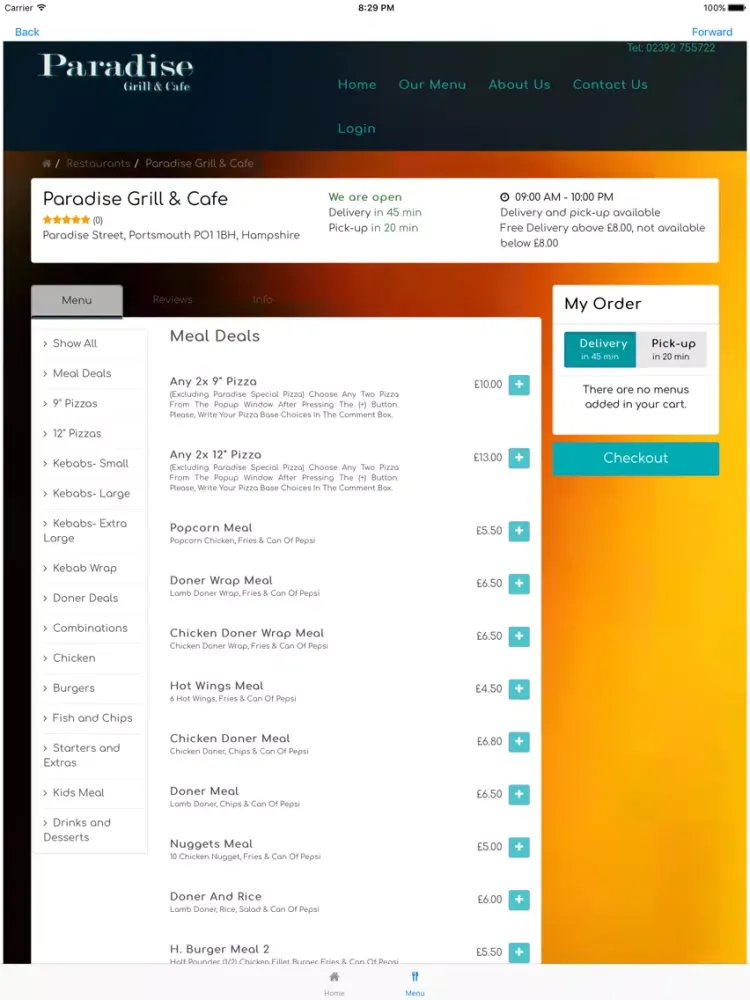 Paradise Grill and Cafe iPad  Screenshots