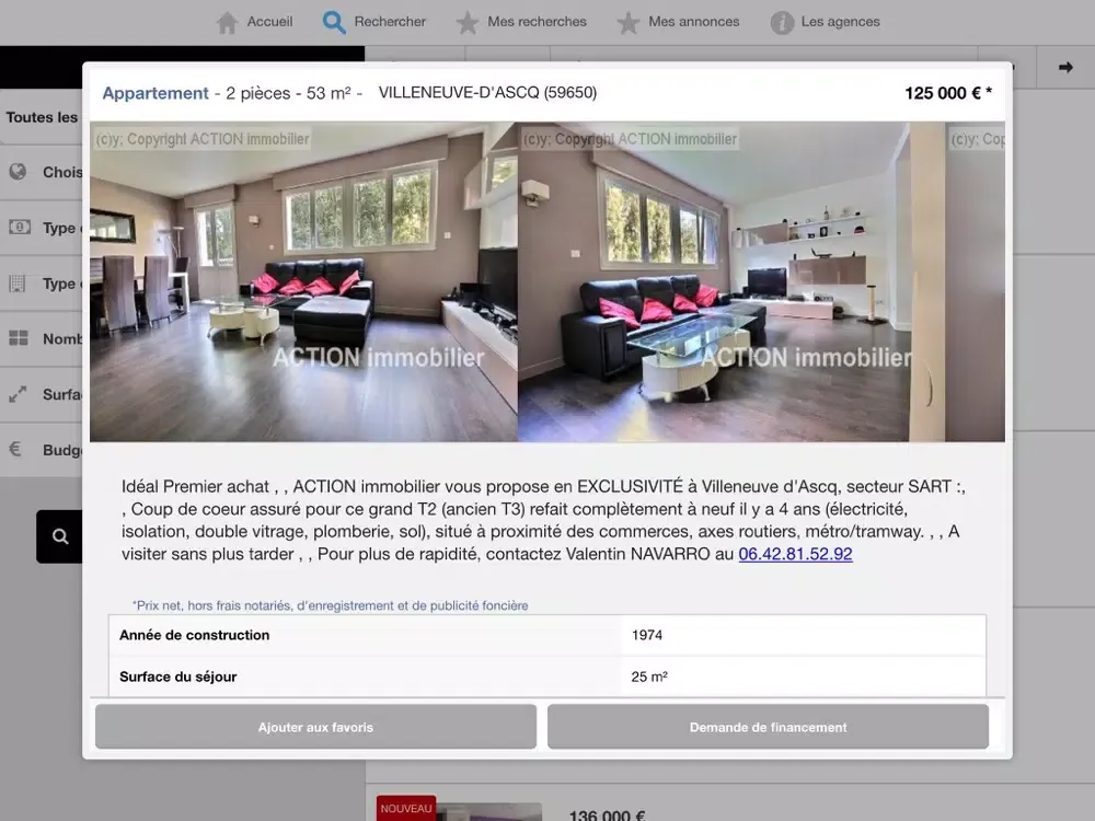 Ảnh chụp màn hình của IMMOBILIER VILLENEUVE D’ASCQ iPad 