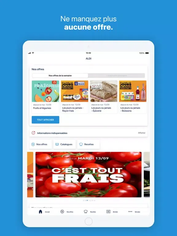 ภาพหน้าจอของ ALDI France iPad 