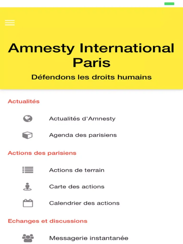 Capturas de tela do Amnesty Paris iPad 