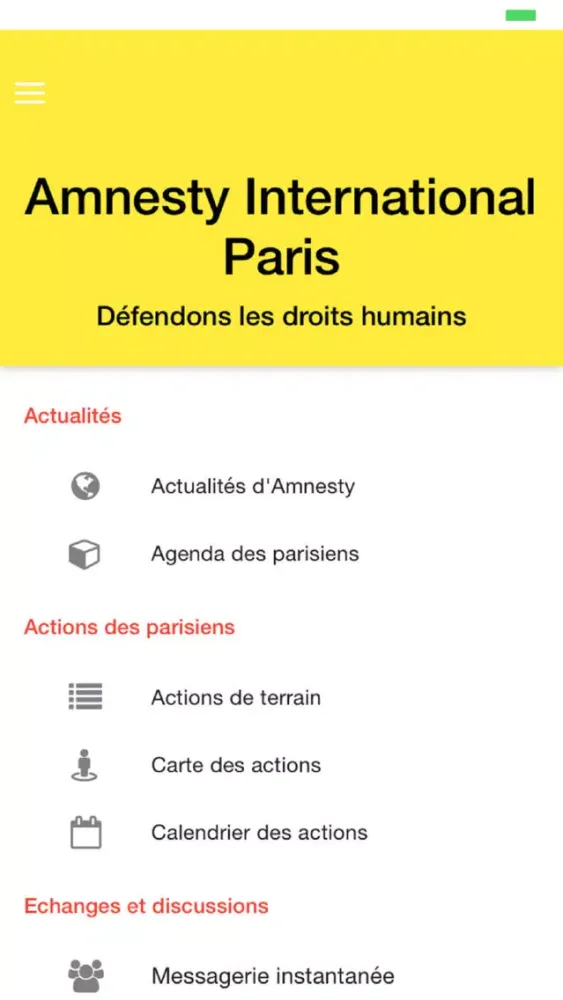 Capturas de tela do Amnesty Paris
