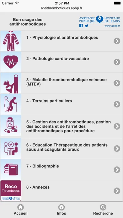 Скриншоты Reco Thromboses AP-HP