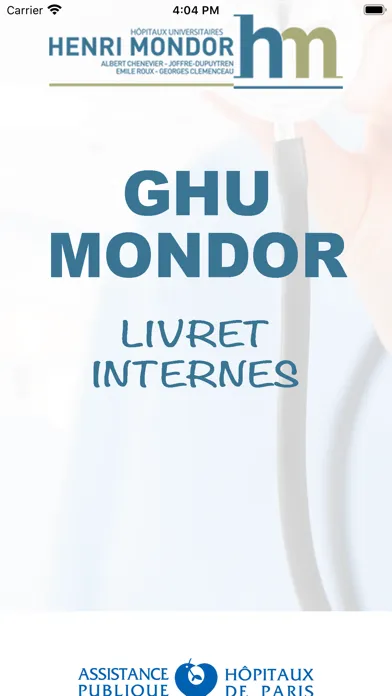 Capturas de tela do GHU Mondor Livret Internes