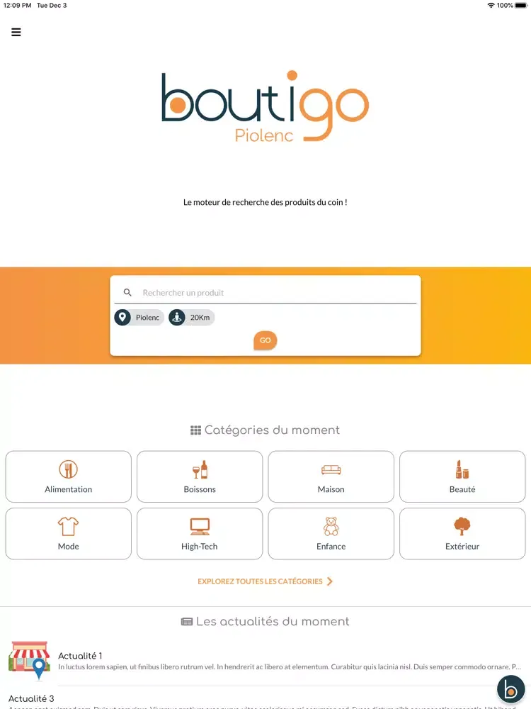 ภาพหน้าจอของ Boutigo Piolenc iPad 
