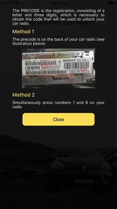 Autoradio Code unlock स्क्रीनशॉट